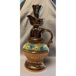 Vtg 1976 James Beam Decanter Regal China Co Gold Embossed Floral EMPTY 12"